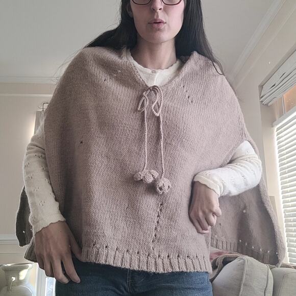 Max Studio Beige Wool Poncho - Picture 2 of 5